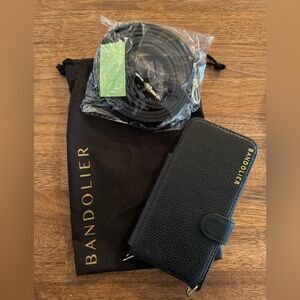 Bandolier iPhone 11 Pro black leather Wallet Case and Strap